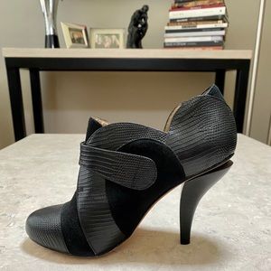 Black Suede and Leather Ankle Boots - Size 6